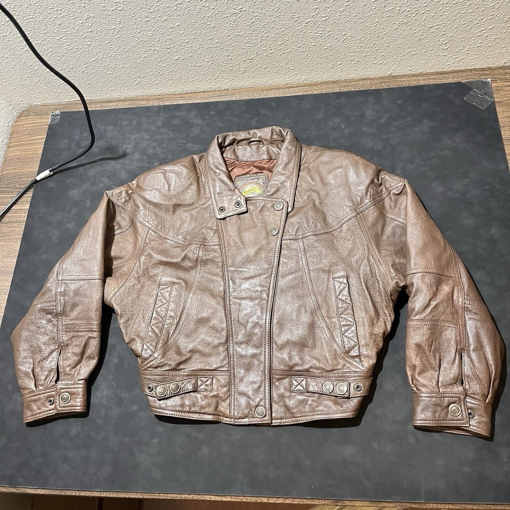 Vtg Adventure Bound Wilsons Leather Bomber Jacket Distressed Aviator Moto Crop